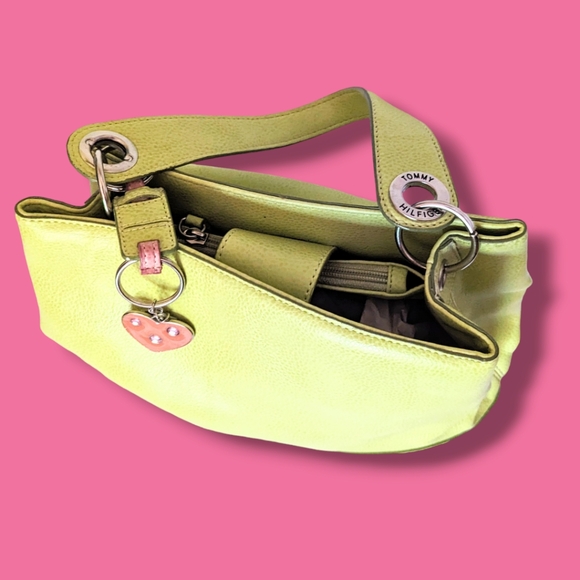 🍉EUC Leather Lime-Green Y2K Shoulder Bag by Tommy Hilfiger - Picture 3 of 12